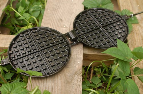 Rome Waffeleisen #1028, rund, aus Gusseisen für Feuer, Grill und